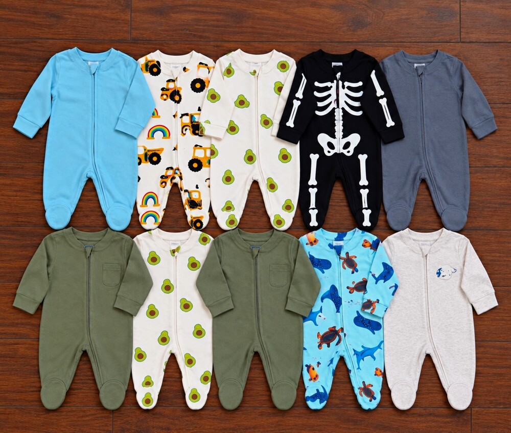 Lot 10 New Old Navy Unisex Baby 0-3M Footed Zip Sleeper One-Piece Pajamas